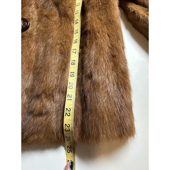 mink fur coat Size Large Collared Honey Brown Color - Picture 11 of 12